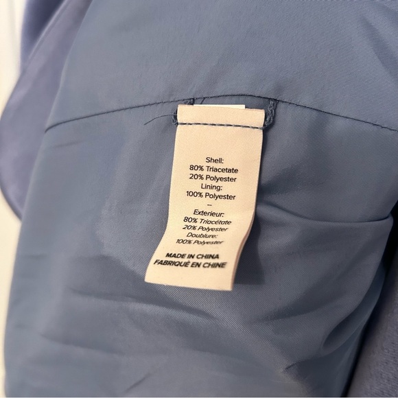 CINQ À SEPT Cheyenne Smooth Satin Scrunched-Sleeve Blazer in Rustic Blue Size 0 - Picture 9 of 11